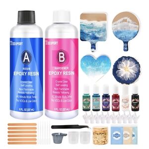 Epoxy Resin Kit by Teexpert Clear Resin Hardner, Molds, Pigments, Mica Powder